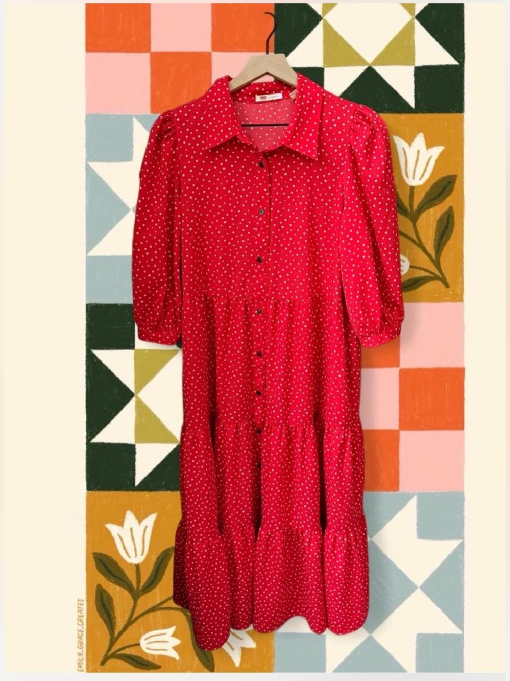 Levi’s red polka dot maxi dress